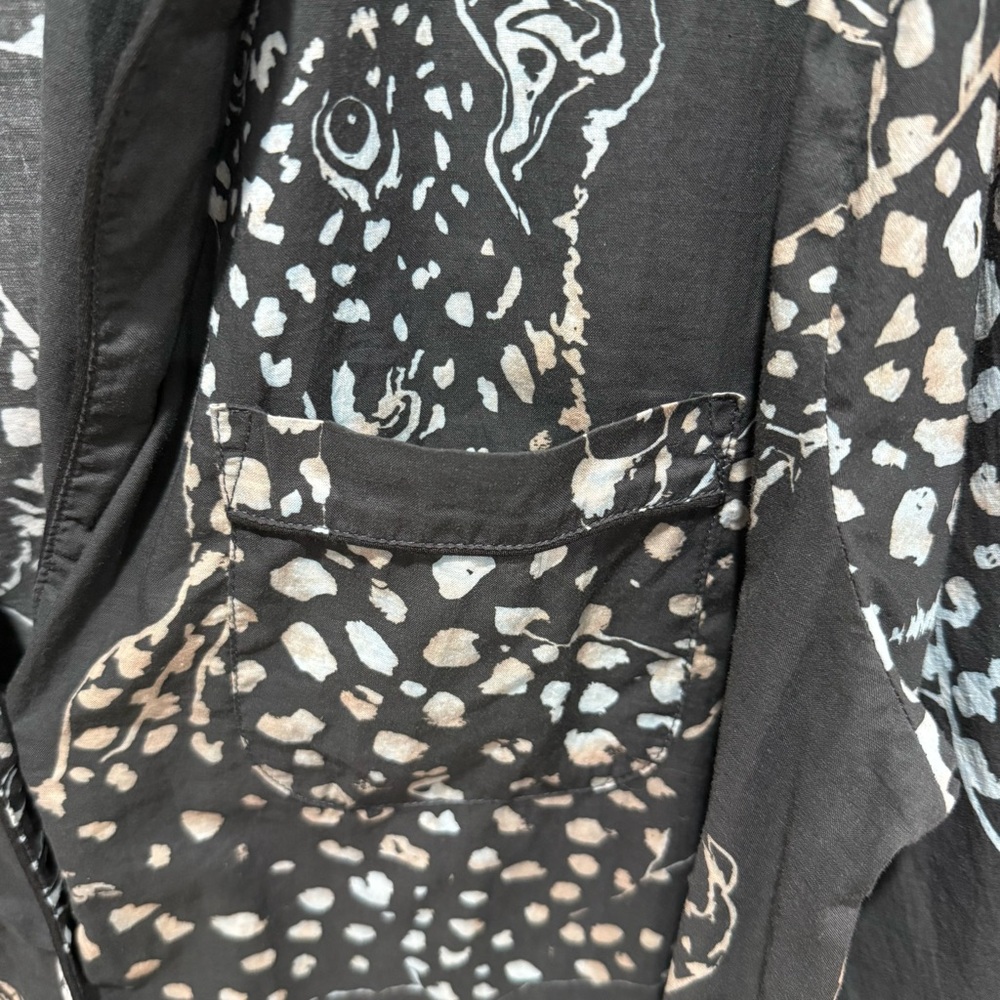Desmond & Dempsey XXL Cotton Shirt Leopard Print Luxe Pajama Statement Lounge - Picture 6 of 15